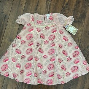 DISNEY Beauty & The Beast Princess Belle Sequin Rose Dress Belle Girl Size NWT